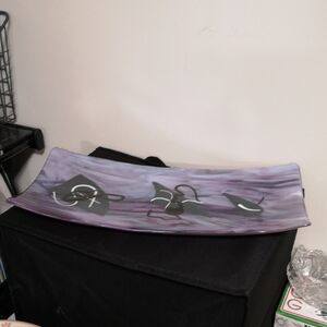 Abstract Purple Slag Fused Glass Tray in Excellent Condition Approximately 15"